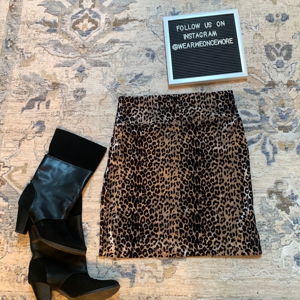 Velour Animal Print Skirt